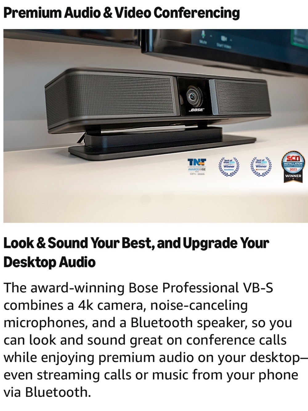 Bose Professional VB-S Desktop Conference Speaker with Camera - Black